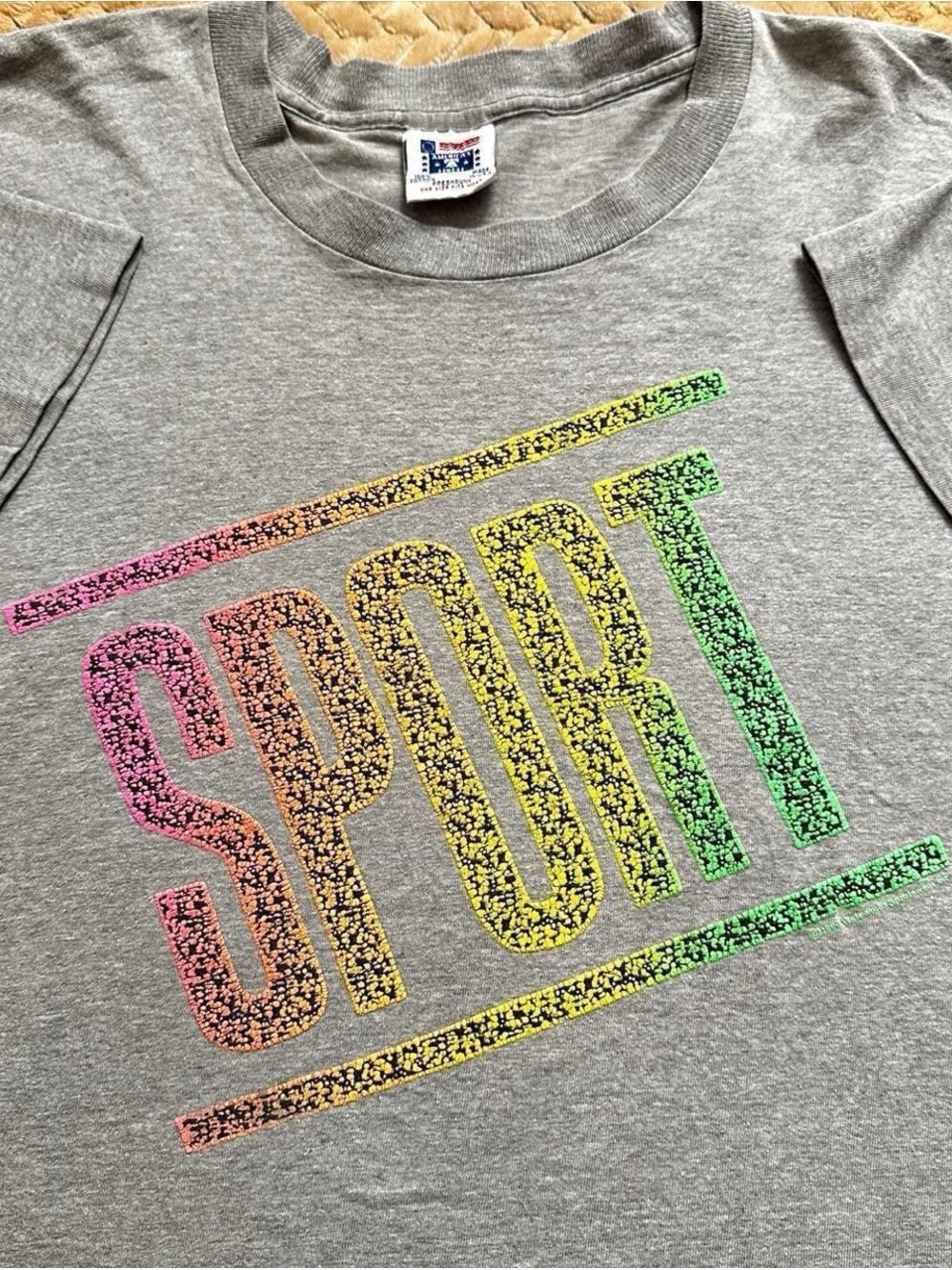 Vintage 1990s Gray 'SPORT' Graphic crop Tee - Multicolor Print XL